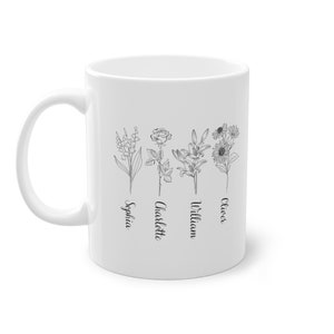 Mug fleur de naissance, Mug personnalisé du mois de naissance, Mug maman plante, Mug fête des mères, Cadeau pour amoureux des plantes, Mug maman personnalisé image 5
