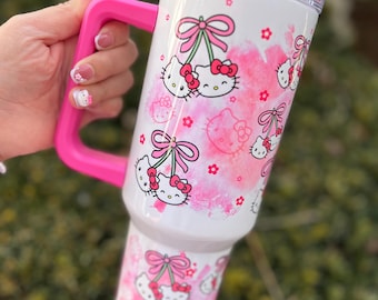 Kawaii Kitty 40oz Tumbler with Handle