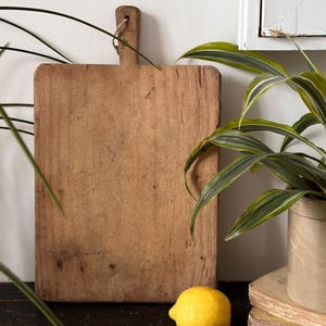 Antique European Bread Board | Primitive Wood | Handle with String | circa 1920