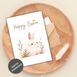 Happy Easter printable card, Easter greeting card, Funny / Cute Easter Bunny, Easter Rabbits, Easter Digital download, Easter #18