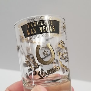 Vintage Las Vegas Large Shot Glass with Casinos Perfect for Anyone Who Loves Las Vegas or Gambling or Collects Vintage Barware