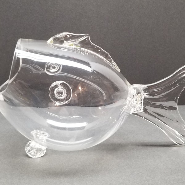 Vintage Blenko Style Clear Art Glass Fish Bowl