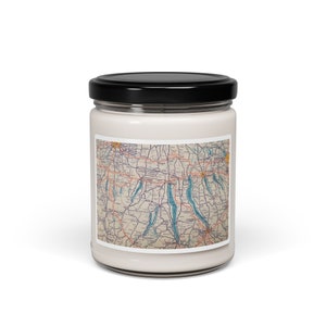 Vintage Finger Lakes Map Scented Soy Candle, 9oz