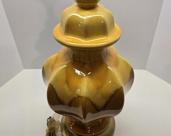 Vintage Royal Haeger Lamp: Golden Mustard Drip Glaze, 31"