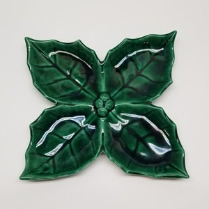 Vintage Christmas Holly Leaf Holland Mold Small Dish