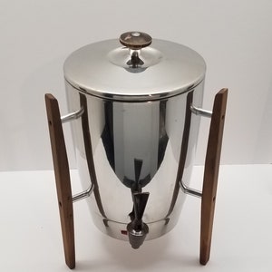 Vintage Regal Stainless Steel Wood Coffee Maker 10-30 Cup USA Made