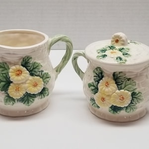 Vintage Lefton Basketweave Daisy Creamer and Sugar Bowl