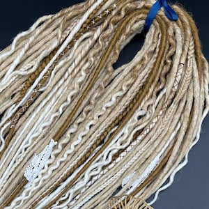 Dread and braid extensions mix style, DE SE dreads, Synthetic Beige and Brown boho dreadlocks extension, Double and Single ended dreadlock