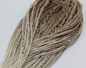 Synthetic Beige to White dreadlocks | Ombre dreads extensions | Double and Single ended | DE & SE dread | Handmade Mix dreadlock and braids