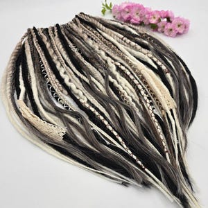 Synthetic dreadlock and braids extensions, Black Beige and Brown Dreads extension, Full set DE\SE viking dreadlocks, Double and Single ended
