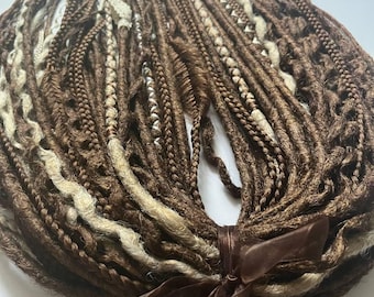 Mix styles dreadlock and hair braids, Synthetic Blonde and Brown dreadlocks extensions, DE or SE Dreads extensions, Double or Single ended