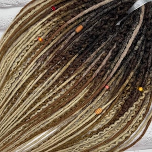 Ombre viking Dreads extensions, DE SE dreadlock, Synthetic Dark brown to Blonde boho dreadlocks extension, Double or Single ended dreads