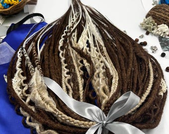 Boho Synthetic Dreads and Braids, Beige Brown Mix Hair Extensions