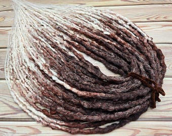 Textured Crochet Ombre Dreadlocks: Brown to Blonde Synthetic Dreads DE/SE