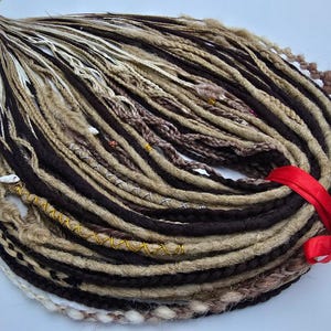 Synthetic dreadlock and braids extensions, Blonde and Brown Dreads extension, Full set DE and SE viking dreadlocks, Double or Single ended