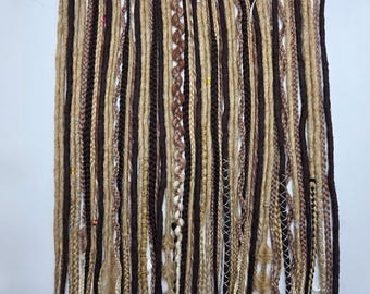 Blonde & Brown Synthetic Dreadlock Extensions: DE/SE Braids, Viking Style