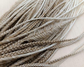 Ombre Beige to White Dreadlock Extensions: Boho Synthetic Dreads DE/SE