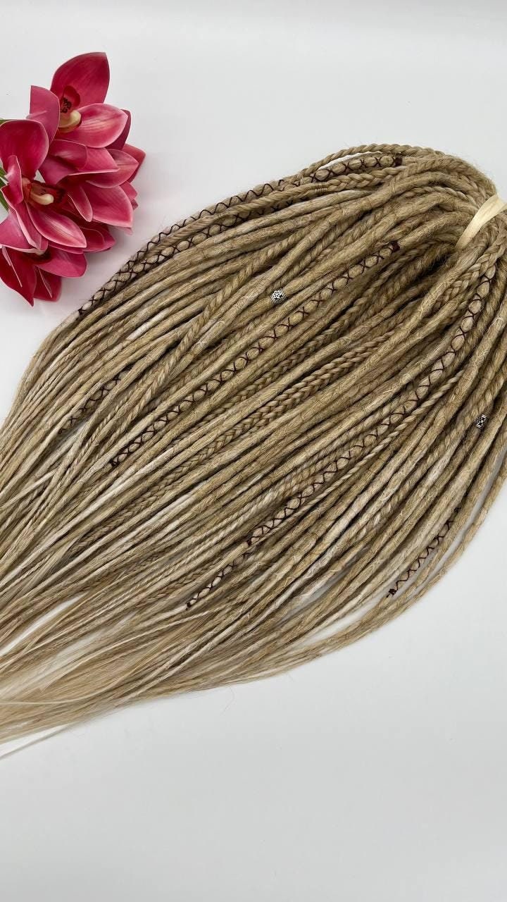 Mix Blonde dreads and braids | Double and Single ended dreadlocks| DE & SE dread | Dreadlock extensions | Handmade Synthetic  Blonde Dreads