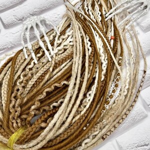 Ombre Boho Dreadlocks Extensions: Brown Beige to White Synthetic Dreads