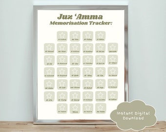 Kids Quran Memorisation Tracker, Green, Juz 'Amma Tracker, Quran Reading Tracker, Islamic Habit Tracker, Islamic Education, Ramadan 2024