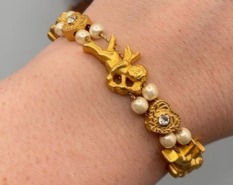 Amor Herz und Perle Bettelarmband