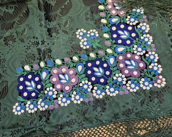 Grüne Brokat Blumenmotiv bestickte Tischdecke
