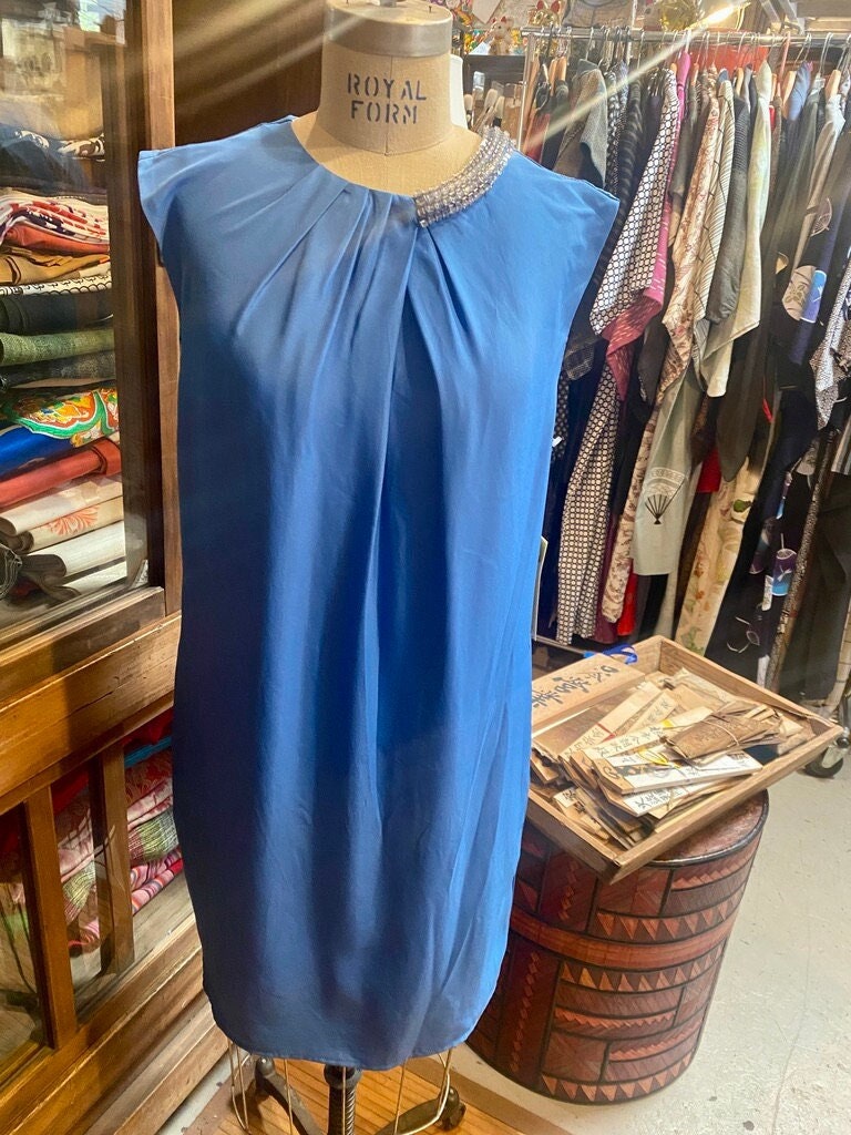 Vintage Phillip Lim Blue Shift Dress W/ Beaded Collar New W/ Tag - Etsy Vintage Phillip Lim Blue Shift Dress W/ Beaded Collar New W/ Tag - Etsy