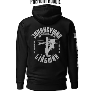 Journeyman Lineman Hoodie: Power Line Life, Customizable Gift