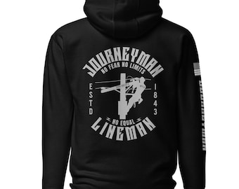 Journeyman Lineman Hoodie: Power Line Life, Customizable Gift