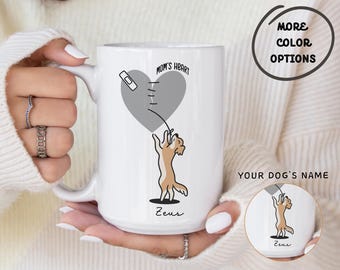 Mom’s Heart Mug – Personalized Dog Mug, Pet Loss Gift, Custom Name Dog Lover Cup, Memorial Gift for Dog Mom, Sympathy Pet Mug