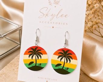 Handmade Summer Beach Dangle Earrings, Lightweight Vacation Jewelry
