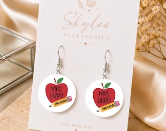 Personalized teacher's earrings, Teacher Appreciation Gift, Name Earrings