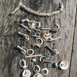 Wind chimes, driftwood and shell, seaside, driftwood, shell, meditation aid, chimes
