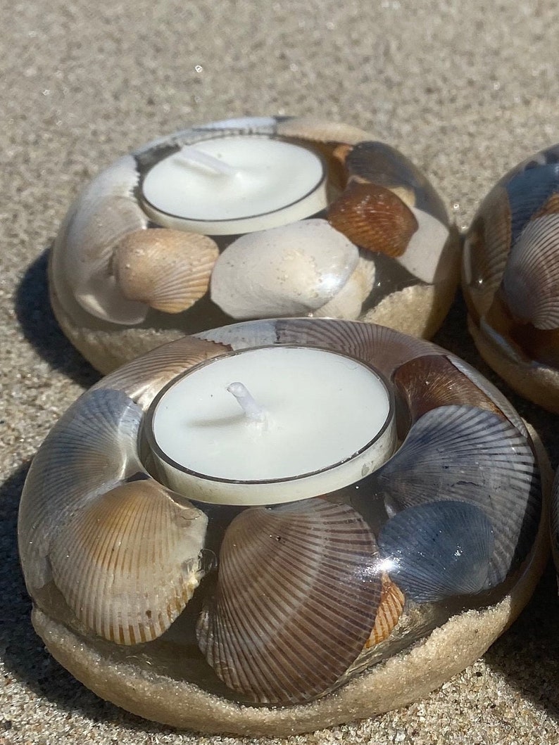 Shell Candle Container Coastal Shell Themed Tealight Candle Holder - Etsy