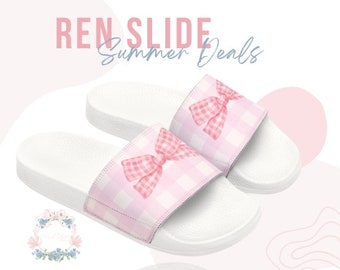 Ren Print Youth PU Slide Sandals for Summer Heat in Black & White