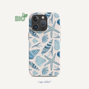 Ocean Blue Shell Starfish Phone Case: Vegan Biodegradable iPhone & Galaxy