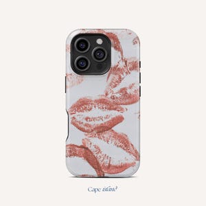Y2K Kiss Phone Case – Red Lips Trendy Cute Girly Cover for iPhone 16 15 14 13 12 11 Pro Max Plus, Galaxy S25 S24 S23 S22, Pixel 9 8 7