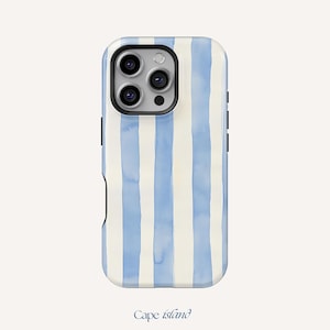 OZEANBLAU Gestreifte MagSafe iPhone-Hülle – Beachy Coastal Tough Cover für iPhone 16 15 14 13 12 11 Pro Max Plus – iPhone-Hülle für den Sommer