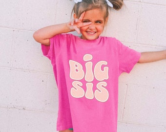 Big Sister Premium Baumwoll-Shirt für Kleinkinder und Jugendliche, süßes Sibling und Schwangerschafts-Baby-Ankündigungsgeschenk, Komfortfarben-T-Shirt