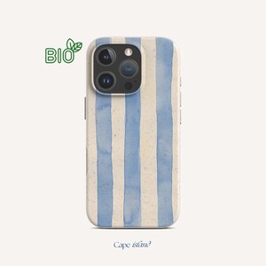 Blue Striped Biodegradable Phone Case: Vegan Eco-Friendly Cover