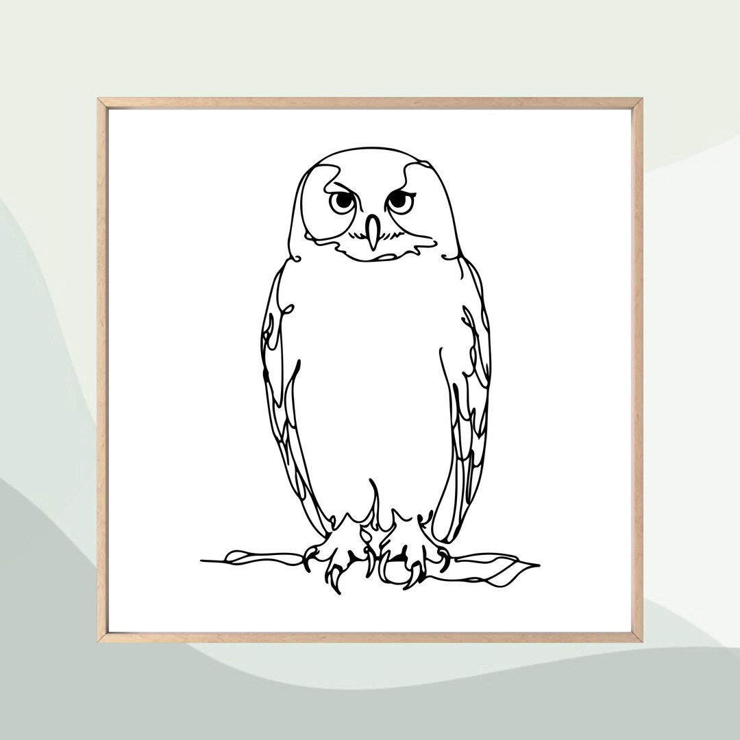 Barn Owl One Line Drawing Art – Laser Engraving File, Woodland Bird ...