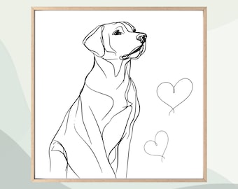 Descarga digital conmemorativa para labrador retriever: arte lineal conmemorativo para perros, PNG, JPG, SVG, tributo imprimible
