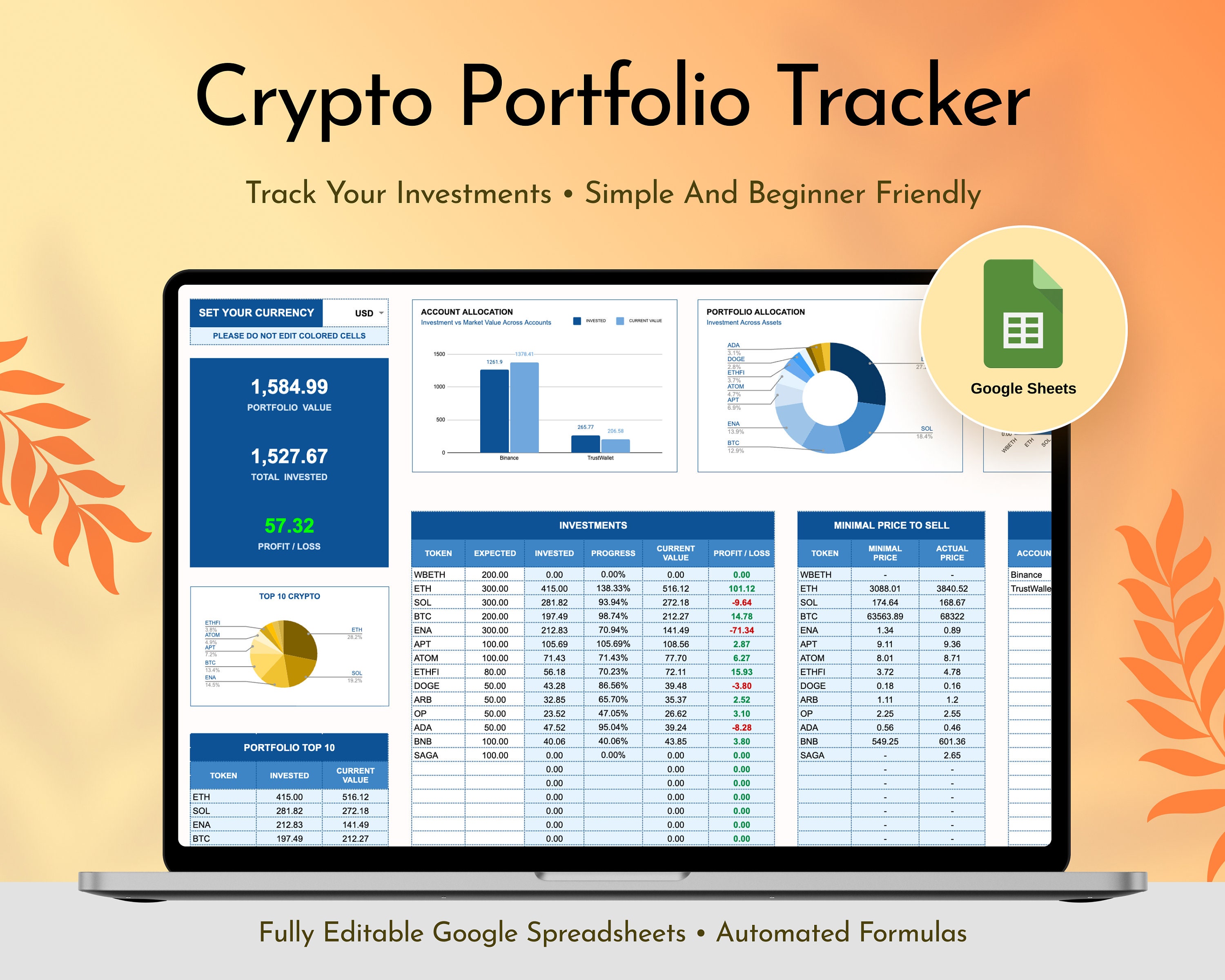 Crypto Portfolio Tracker Google Spreadsheet – Digital Cryptocurrency  Investment Tracker - Etsy