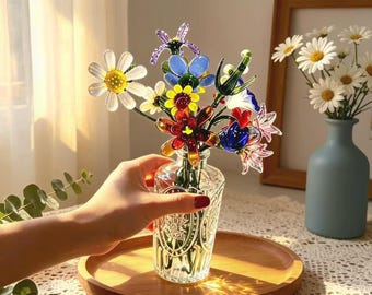 Mundgeblasener Geburtsblumenstrauß •Frühlingsblume•Geburtsblumengeschenk •Glasblumenstrauß •Muttertagsgeschenk •Innendekoration •Geburtstagsgeschenk für Mama