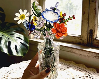 Flor de nacimiento de cristal hecha a mano • Flor de nacimiento de cristal, regalo de flor de nacimiento • Ramo de flores de cristal • Regalo del Día de la Madre • Regalo para ella • Regalo de cumpleaños
