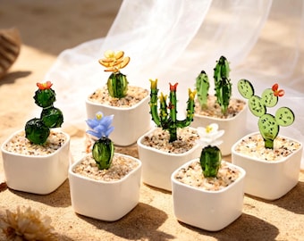 Glass Potted Plants •Mini glass ornament • Stained Glass Plants• House Plant• Car Glass Ornament • Desk Decor • Cactus lover • Birthday gift