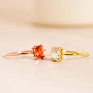 Baguette Birthstone Ring • Custom Birthstone Ring •  18K Gold Ring • Bridesmaid gift • Gift for Her • Birthday Gift • Christmas Gift for Her
