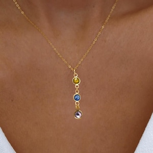 Custom Family Birthstone Necklace • Birthstone Necklace • Mothers Day Gift for Her • Multiple Birthstone Necklace • Grandma Necklace for Her