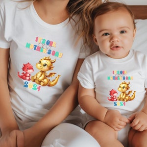2024 Mommy and Me Set, First Mother's day gift, dragon baby matching shirt, baby shirt, mom Tshirt, new born, dragon year, teeshirt mama image 1