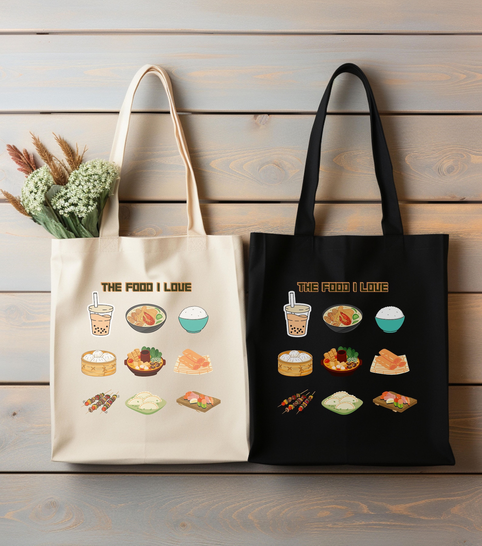 The Food I Like Tote Bage, Asia Theme Gift for